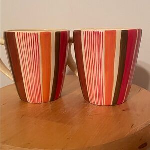 Pottery Barn Striped Sausalito Mugs (set of 2) large size